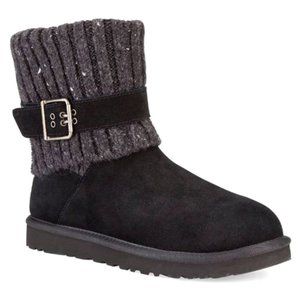 Ugg Cambridge Sweater Knit Black Buckle Boots Women Size 6